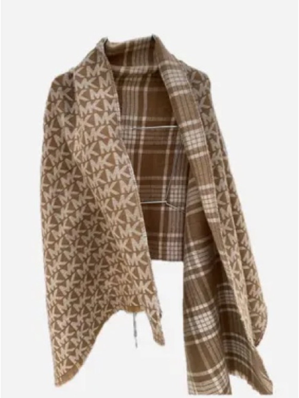 MK Plaid Reversible Ruana Logo One Size - Picture 6 of 6
